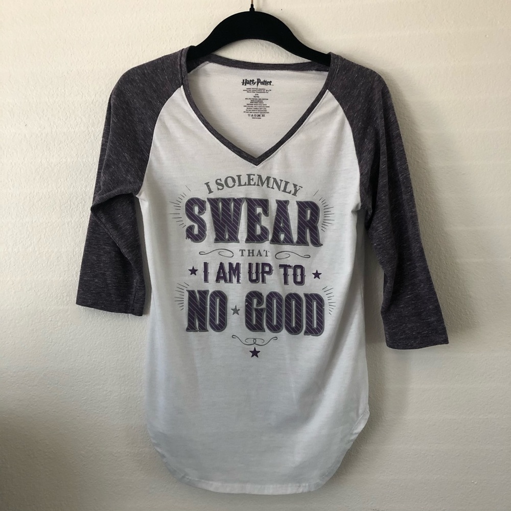 Purple and White Baseball tee